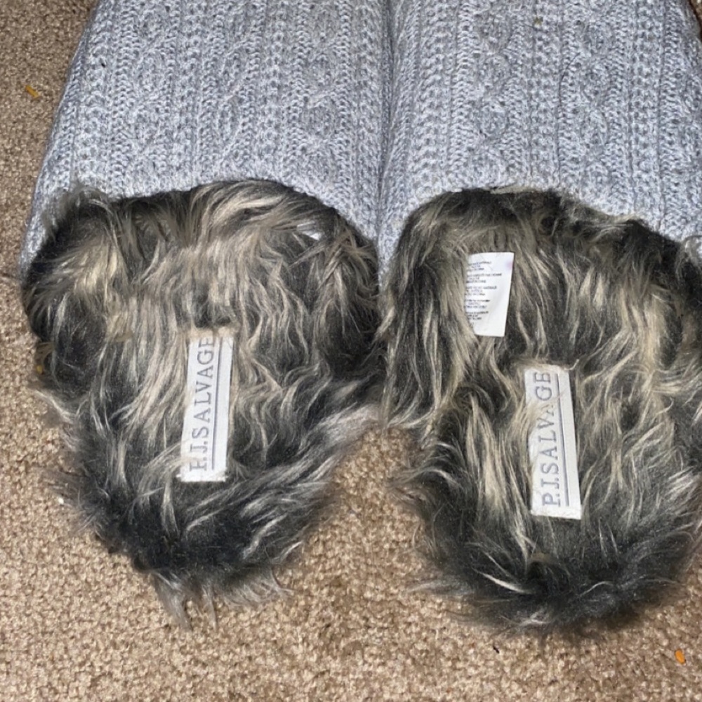 P.J. Salvage slippers faux fur cable trim